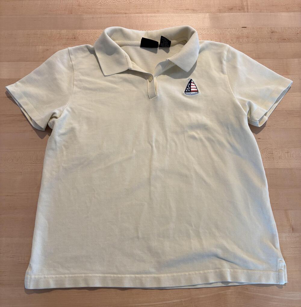 C&B Sport Polo Shirt Mens Medium Yellow Short Sleeve Embroidered Sailboat Cotton